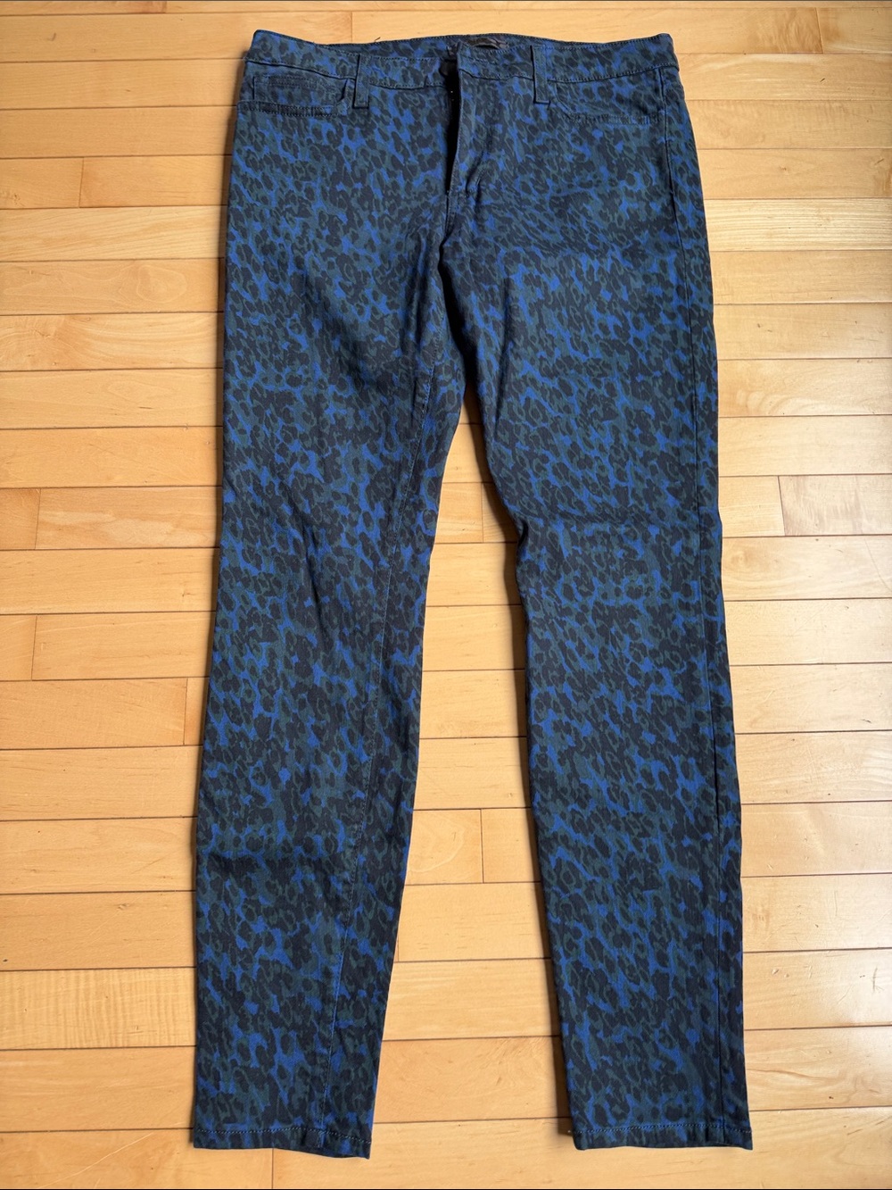 Blue and Black Animal Print Slim Pants